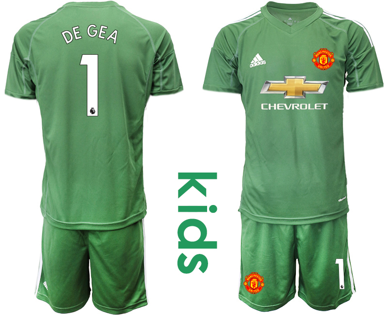 Youth 2020-2021 club Manchester United green goalkeeper #1 Soccer Jerseys